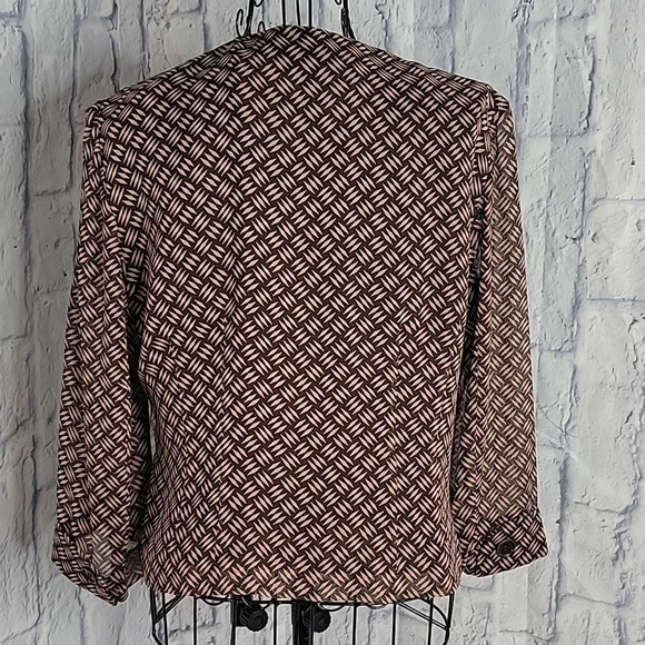 CYNTHIA HOWIE Silk Lightweight Abstract Brown‎ and Tan Short Jacket Size 10 - Picture 7 of 8